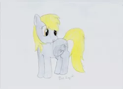 Size: 1048x762 | Tagged: safe, artist:pervkapitan, derpibooru import, derpy hooves, pegasus, pony, female, mare, solo, traditional art, underp