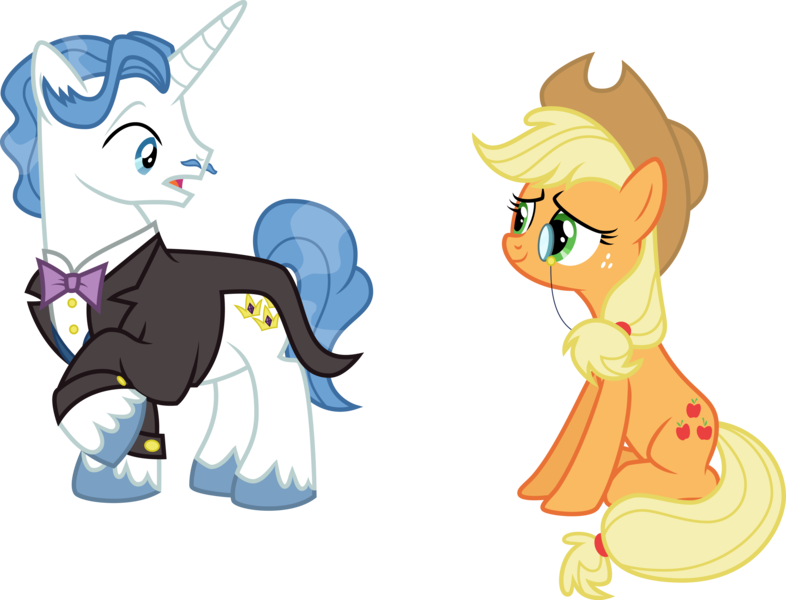 Size: 3735x2851 | Tagged: applejack, applepants, artist:ready2fail, cute, derpibooru import, eye contact, fancijack, fancypants, female, looking at each other, male, monocle, safe, shipping, simple background, smiling, straight, surprised, transparent background, unshorn fetlocks, vector