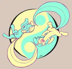 Size: 1456x1399 | Tagged: artist:cordaxir, derpibooru import, gemini, on back, ponyscopes, safe, sleeping, twins, yin-yang, zodiac