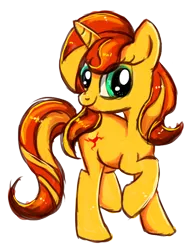 Size: 614x785 | Tagged: safe, artist:ii-art, derpibooru import, sunset shimmer, pony, faic, raised hoof, smiling, smirk, solo, twiface