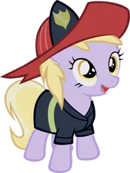 Size: 774x1032 | Tagged: artist:montanaferrin, clothes, costume, dead source, derpibooru import, dinky hooves, firefighter, hat, nightmare night, safe, simple background, solo, transparent background, vector