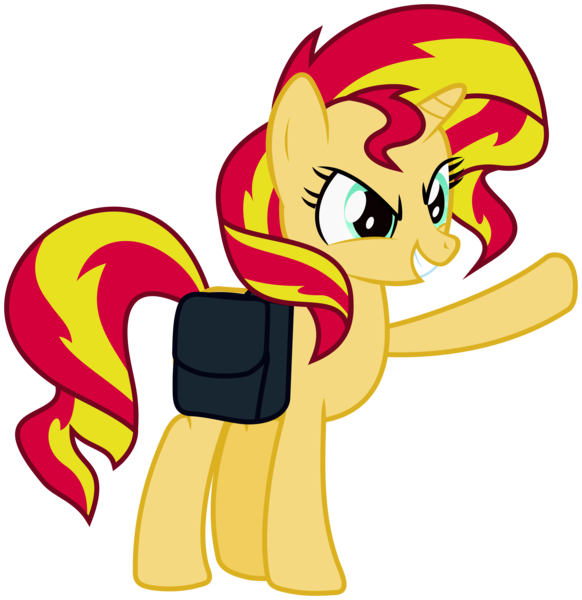 Size: 5818x6000 | Tagged: safe, artist:masem, derpibooru import, sunset shimmer, ponified, pony, unicorn, equestria girls, absurd resolution, bag, equestria girls ponified, raised hoof, saddle bag, simple background, solo, transparent background, vector