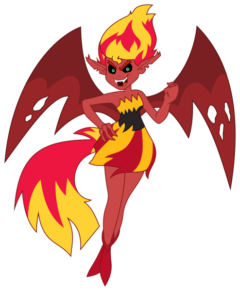 Size: 4119x5000 | Tagged: safe, artist:zutheskunk traces, derpibooru import, sunset shimmer, demon, equestria girls, equestria girls (movie), absurd resolution, simple background, solo, sunset satan, transparent background, vector, vector trace