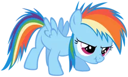 Size: 3392x2038 | Tagged: artist:dentist73548-floozy, derpibooru import, female, filly, filly rainbow dash, rainbow dash, safe, scrunchy face, simple background, solo, transparent background, vector, younger