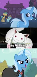 Size: 935x1938 | Tagged: alicorn amulet, boast busters, comic, crossover, derpibooru import, edit, edited screencap, floppy ears, incubator (species), kyubey, magic duel, puella magi madoka magica, safe, screencap, screencap comic, snails, snips, trixie, ／人◕ ‿‿ ◕人＼