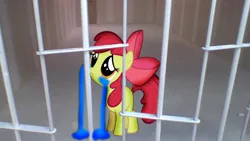 Size: 1024x576 | Tagged: 1000 hours in ms paint, apple bloom, artist:alerkina2, bad edit, crying, derpibooru import, edit, homeless, jail, ms paint, ocular gushers, quality, sad, safe, save apple bloom, solo