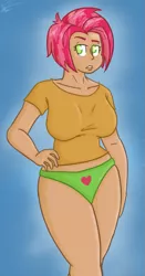 Size: 517x990 | Tagged: adult, artist:hamflo, babs seed, breasts, busty babs seed, clothes, curvy, derpibooru import, female, green panties, green underwear, human, humanized, older, solo, solo female, suggestive, underwear