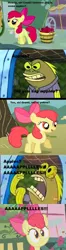 Size: 400x1517 | Tagged: apple bloom, caption, chocolate with nuts, comic, derpibooru import, image macro, safe, spongebob squarepants, text, tom