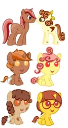 Size: 501x932 | Tagged: safe, artist:gletters, derpibooru import, oc, oc:cinnabun, oc:peppermint, unofficial characters only, pegasus, pony, unicorn, adoptable, adopted, baby, baby pony, diaper, female, foal, glasses, male, oc x oc, offspring, parent:oc:cinnabun, parent:oc:peppermint, parents:oc x oc, shipping, straight