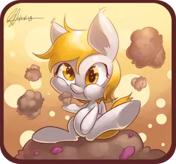 Size: 3477x3239 | Tagged: safe, artist:jggjqm522, derpibooru import, derpy hooves, pegasus, pony, chibi, female, food, mare, muffin, solo