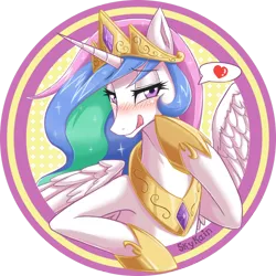 Size: 1000x1000 | Tagged: safe, artist:skykain, derpibooru import, princess celestia, adorasexy, bedroom eyes, blushing, circle, cute, cutelestia, example, female, heart, licking, licking lips, sexy, solo, stupid sexy celestia, tongue out