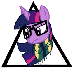 Size: 500x461 | Tagged: artist:ghost, clothes, derpibooru import, glasses, hipster, safe, scarf, solo, triangle, twilight sparkle