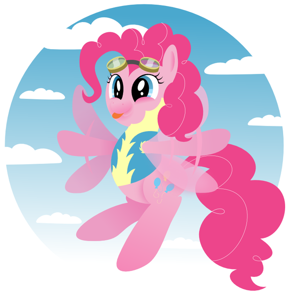 Size: 743x749 | Tagged: artist:giantsquidie, clothes, derpibooru import, flying, pinkie pie, safe, solo, uniform, wonderbolts, wonderbolts academy, wonderbolt trainee uniform