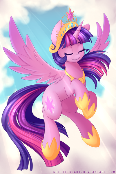 Size: 1200x1800 | Tagged: safe, artist:spittfireart, derpibooru import, twilight sparkle, twilight sparkle (alicorn), alicorn, pony, big crown thingy, element of magic, female, jewelry, mare, princess shoes, regalia, solo