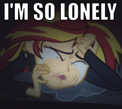 Size: 401x358 | Tagged: safe, derpibooru import, sunset shimmer, equestria girls, equestria girls (movie), bronybait, caption, crying, image macro, lonely, sad, solo, sunsad shimmer, text