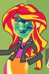 Size: 466x707 | Tagged: safe, derpibooru import, edit, edited screencap, screencap, sunset shimmer, equestria girls, equestria girls (movie), aphex twin, cropped, nightmare fuel, solo, wat, wtf