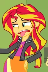 Size: 466x707 | Tagged: safe, derpibooru import, edit, edited screencap, screencap, sunset shimmer, equestria girls, equestria girls (movie), disgusted, solo, tongue out