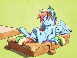 Size: 1650x1237 | Tagged: apple, artist:draneas, bread, derpibooru import, food, hooves, jam, peanut butter, rainbow blitz, rainbow dash, rule 63, sandwich, solo, suggestive, zap apple, zap apple jam