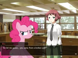 Size: 800x600 | Tagged: derpibooru import, dialogue, katawa shoujo, parity, pinkie pie, reference, rin tezuka, safe