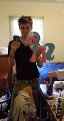 Size: 395x750 | Tagged: artist:zizzaz, brony, derpibooru import, human, irl, irl human, photo, plushie, safe, solo