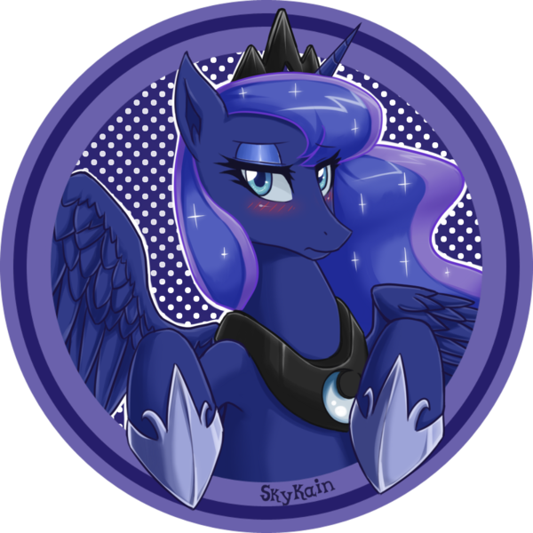 Size: 1000x1000 | Tagged: artist:skykain, blushing, button, derpibooru import, female, princess luna, safe, solo