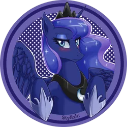 Size: 1000x1000 | Tagged: artist:skykain, blushing, button, derpibooru import, female, princess luna, safe, solo