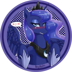 Size: 1000x1000 | Tagged: artist:skykain, blushing, derpibooru import, female, princess luna, safe, solo