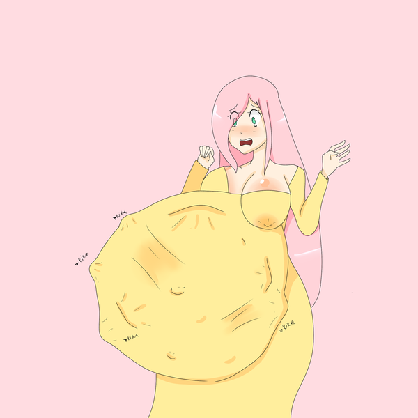 Size: 1024x1024 | Tagged: questionable, artist:tezark, derpibooru import, fluttershy, bat pony, human, belly, big belly, blushing, breasts, busty fluttershy, female, flutterbat, huge belly, humanized, hyper, hyper belly, hyper pregnancy, impossibly large belly, kicking, lactation, milk, pregnant, race swap, solo, solo female