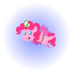 Size: 1000x1000 | Tagged: safe, artist:java--jive, derpibooru import, pinkie pie, alicorn, pony, alicornified, hat, party hat, partycorn, pinkiecorn, pointy ponies, race swap, solo, xk-class end-of-the-world scenario