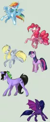 Size: 1480x3546 | Tagged: safe, artist:xenon, derpibooru import, derpy hooves, pinkie pie, rainbow dash, twilight sparkle, oc, bat pony, pony