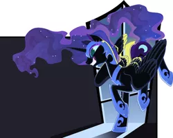 Size: 1356x1080 | Tagged: artist:silentazrael, derpibooru import, nightmare moon, safe, solo, window