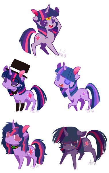 Size: 1200x1902 | Tagged: artist:laceymod, chibi, derpibooru import, hat, monocle, multeity, safe, top hat, tumblr ponidox, twilight sparkle