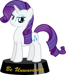 Size: 3000x3435 | Tagged: safe, artist:brisineo, derpibooru import, rarity, pony, unicorn, fallout equestria, fanfic, fanfic art, female, hooves, horn, mare, ministry mares, ministry mares statuette, simple background, smiling, solo, statuette, text, transparent background