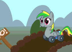 Size: 550x400 | Tagged: artist needed, safe, derpibooru import, oc, oc:wheely bopper, unofficial characters only, original species, pegasus, pony, wheelpone, 2013, adorawat, animated, behaving like a car, car, cute, female, gif, honk, honk honk, image, nostalgia, ocbetes, onomatopoeia, solo, sound effects, wat, what has science done, wheel
