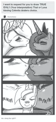 Size: 524x1141 | Tagged: artist:johnjoseco, ask gaming princess luna, comic, derpibooru import, female, incest, kissing, lesbian, lyra heartstrings, princess celestia, princess luna, princest, pure unfiltered evil, shipping, suggestive