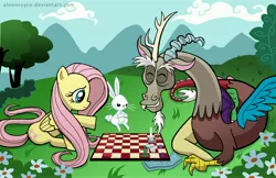 Size: 4962x3211 | Tagged: angel bunny, artist:alexisroyce, checkers, chessboard, derpibooru import, dice, discord, dominoes, fluttershy, game, monopoly, safe