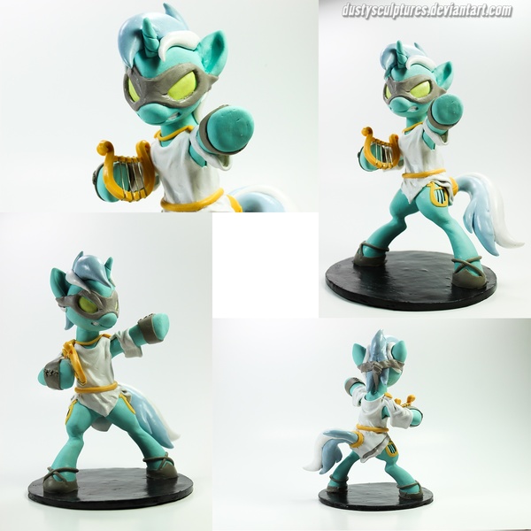 Size: 1800x1800 | Tagged: safe, artist:dustysculptures, derpibooru import, lyra heartstrings, pony, bipedal, clothes, craft, green lantern, irl, lyre, mask, musical instrument, photo, sculpture, solo, toga