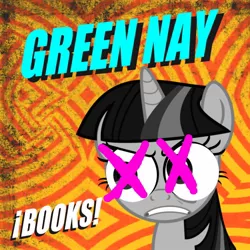 Size: 1200x1200 | Tagged: album cover, artist:stratolicious, derpibooru import, green day, parody, ponified, ponified album cover, safe, solo, twilight sparkle
