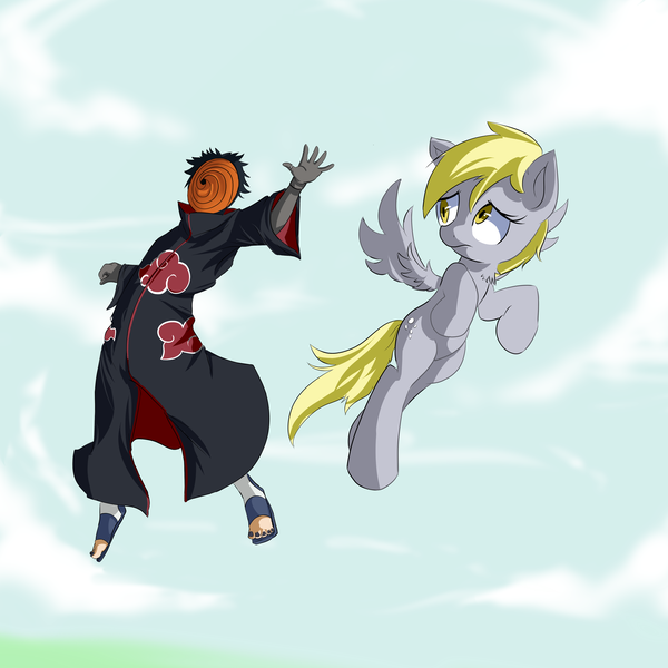 Size: 4000x4000 | Tagged: safe, artist:nac0n, derpibooru import, derpy hooves, pegasus, pony, absurd resolution, akatsuki, crossover, female, mare, naruto, tobi, uchiha obito