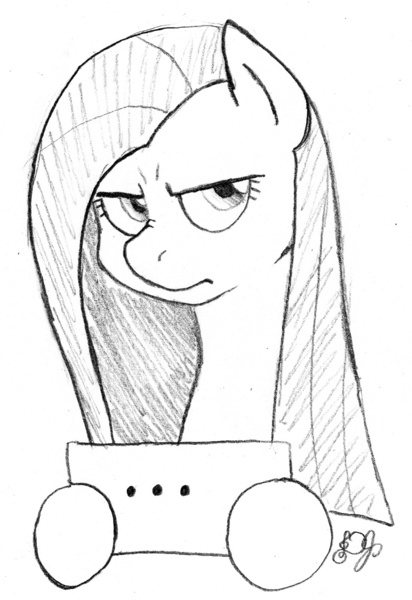 Size: 1030x1500 | Tagged: ..., annoyed, artist:dj-black-n-white, derpibooru import, grumpy, monochrome, pencil drawing, pinkamena diane pie, pinkie pie, safe, sign, sketch, solo, source needed, traditional art