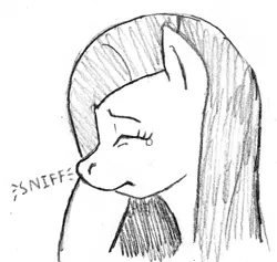 Size: 1500x1420 | Tagged: artist:dj-black-n-white, crying, derpibooru import, monochrome, pencil drawing, pinkamena diane pie, pinkie pie, sad, safe, sketch, sniffing, solo, traditional art