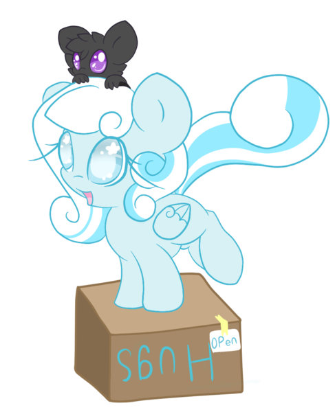 Size: 914x1125 | Tagged: artist:starlightlore, blind joke, box, cute, daaaaaaaaaaaw, derpibooru import, hug, oc, oc:snowdrop, safe, simple background, snowbetes, transparent background, unofficial characters only, weapons-grade cute