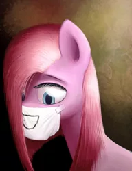 Size: 772x1004 | Tagged: artist:lurarin, derpibooru import, pinkamena diane pie, pinkie pie, sad, safe, solo