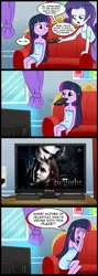 Size: 713x2000 | Tagged: safe, artist:madmax, derpibooru import, edit, rarity, twilight sparkle, equestria girls, comic, exploitable meme, meme, movie, obligatory pony, remote, tv meme, twilight (series), what's wrong with this place