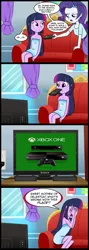 Size: 713x2000 | Tagged: safe, artist:madmax, derpibooru import, edit, rarity, twilight sparkle, equestria girls, comic, exploitable meme, meme, obligatory pony, remote, tv meme, what's wrong with this place, xbox one