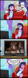 Size: 713x2000 | Tagged: safe, artist:madmax, derpibooru import, edit, rarity, twilight sparkle, equestria girls, blazing saddles, comic, exploitable meme, meme, obligatory pony, punch horse, tv meme, what's wrong with this place