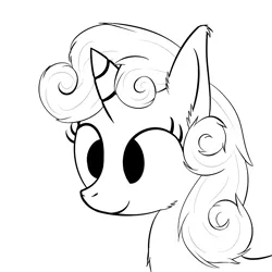 Size: 1024x1024 | Tagged: artist:newlunaticrepublic, derpibooru import, monochrome, safe, solo, sweetie belle