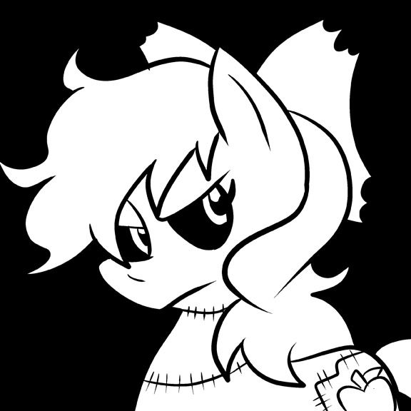 Size: 576x576 | Tagged: apple bloom, artist:pembroke, blanked apple bloom, blankedapplebloom, derpibooru import, monochrome, safe, solo