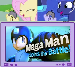 Size: 1116x996 | Tagged: derpibooru import, e3, exploitable meme, fluttershy, gamer luna, gamer meme, gamershy, megaman, meme, obligatory pony, princess luna, safe, super smash bros., super smash bros. 4, tv meme