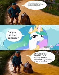 Size: 1271x1601 | Tagged: banana, chat bubble, comic, derpibooru import, flying monkey, food, movie, oz the great and powerful, princess celestia, safe